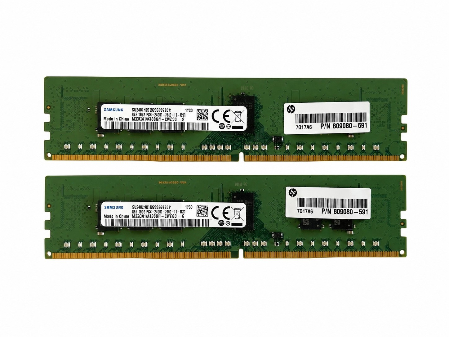 16GB Kit 2x8GB Samsung DDR4-2400 ECC RDIMM PC4-19200 HP 809080-591 Server RAM