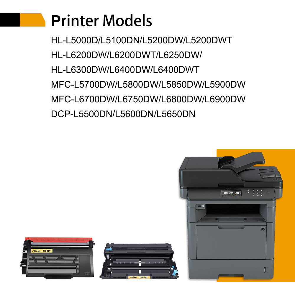 TN850 Toner or DR820 Drum HY Combo Lot for Brother MFC-L5850DW L5800DW L5900DW