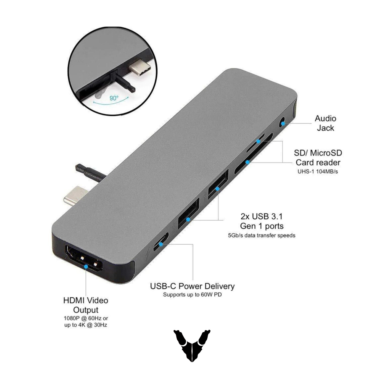 Hyper – HYPERDRIVE SOLO 7-in-1 USB-C Hub – Space Gray