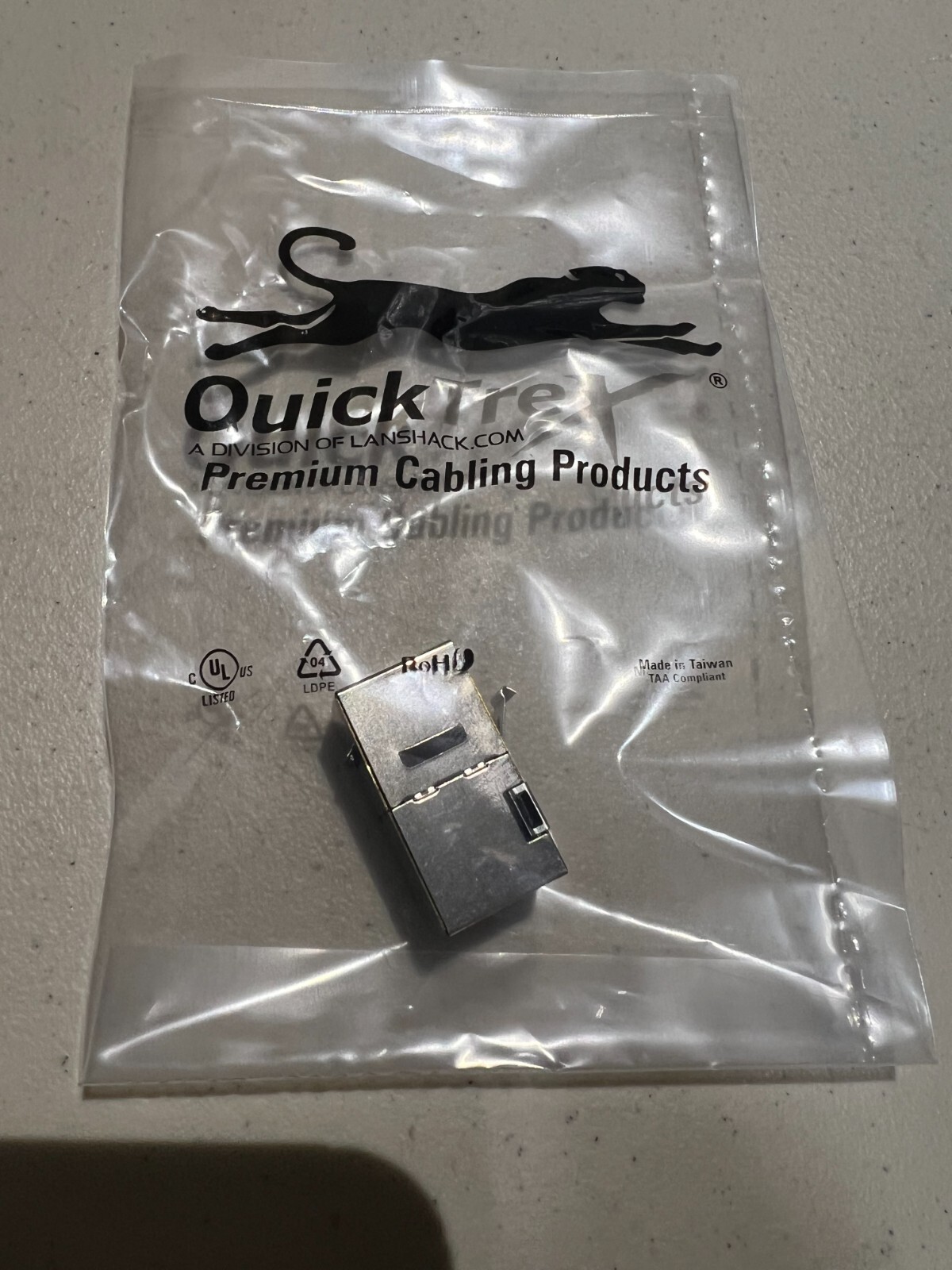 QuickTrex CAT6 Shielded Keystone In-Line Coupler RJ45 Female Network Ethernet
