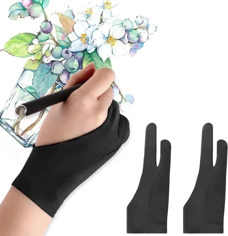 Two Finger Drawing Glove Artist Anti-Fouling Glove for Graphics Tablet Pen Draw