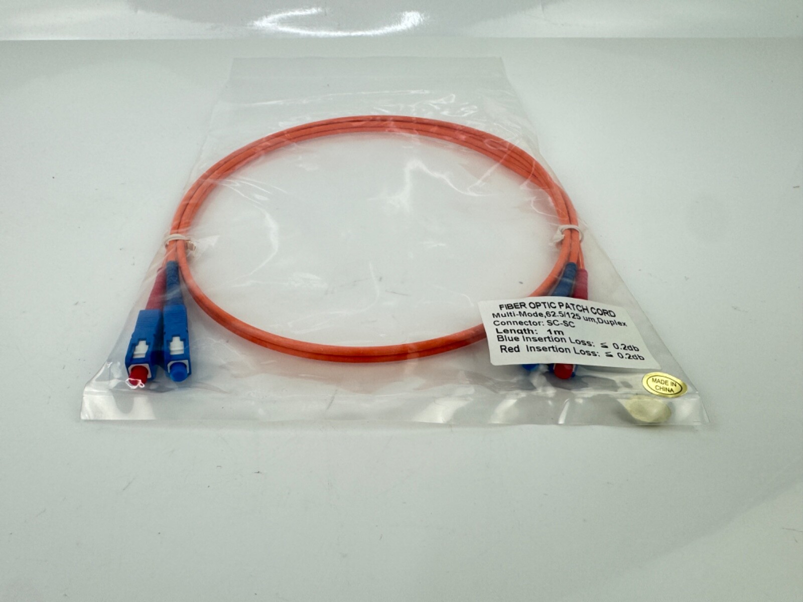 x(12) Fiber Optic Patch Cord Multi-Mode, 62.5/125 um, Duplex Connector SC-SC 1m