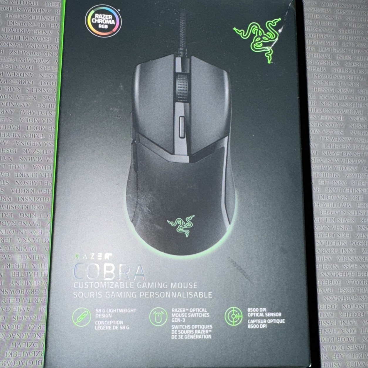 Razer Speedflex cable COBRA Customizable Gaming Mouse 8,500 DPI Optical Sensor