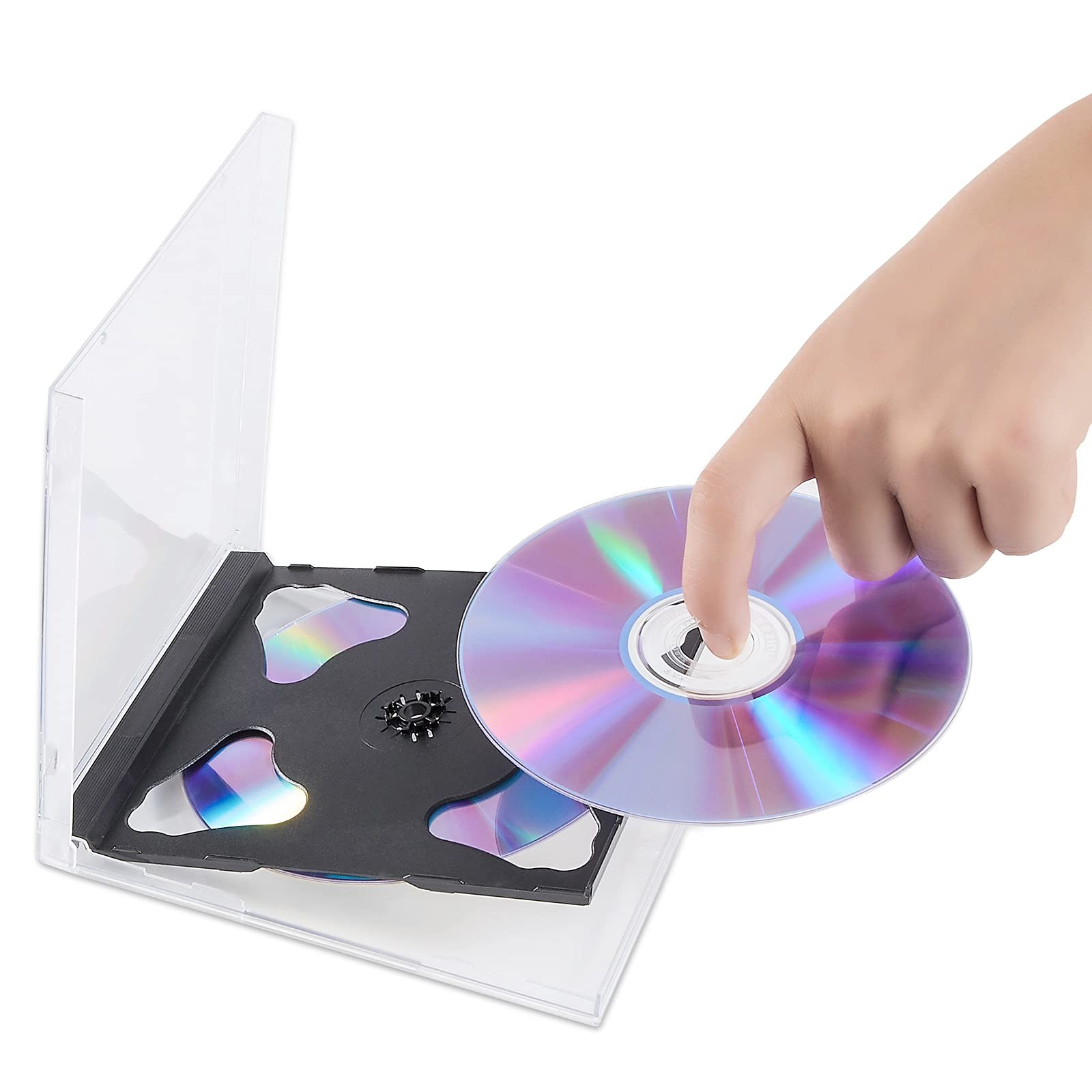 Maxtek 10.4 mm Standard Double (2 Discs Capacity) Clear CD Jewel Case with Black