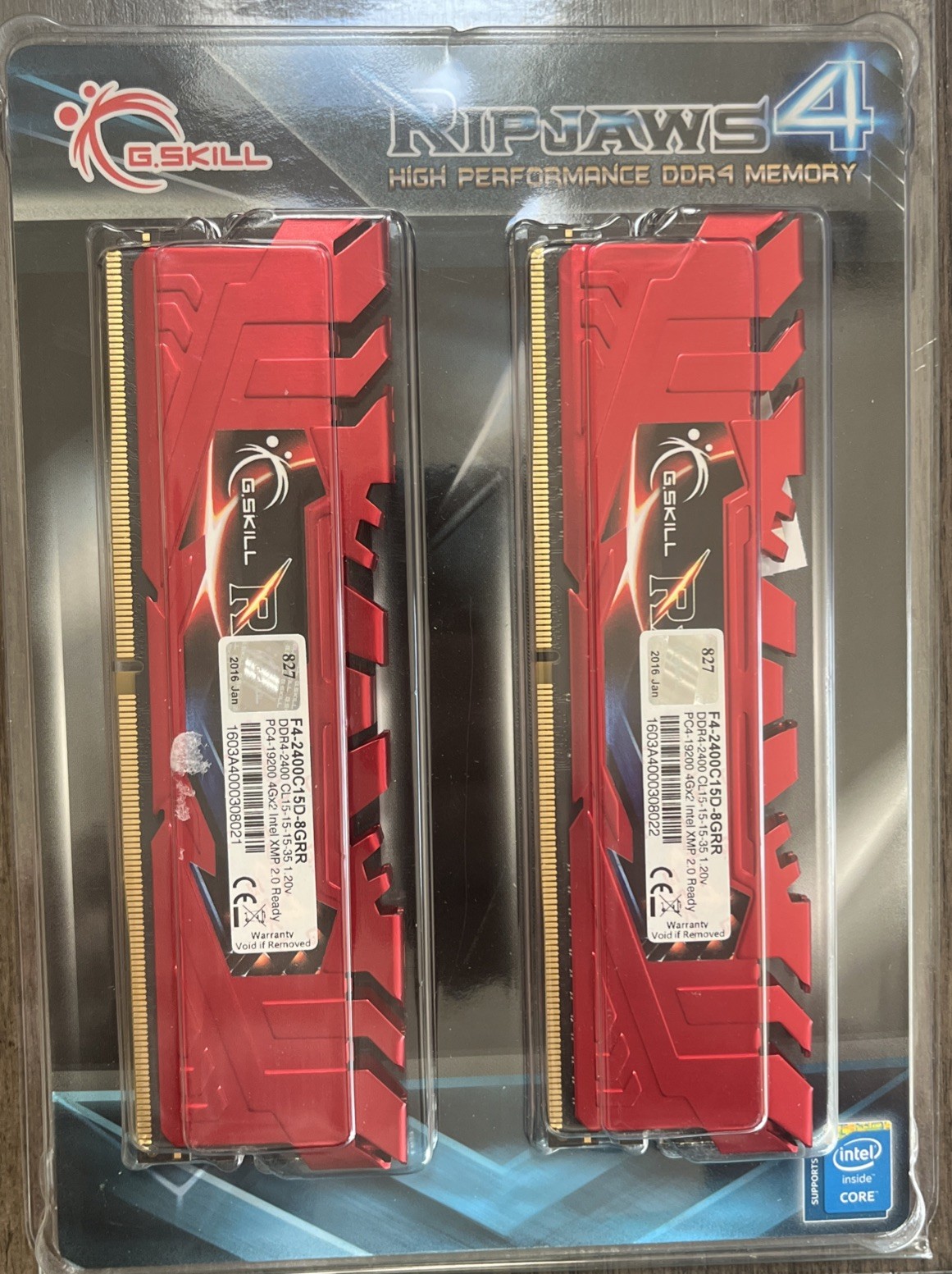 G.SKILL RIPJAWS 4 – 8GB (2x4GB) DDR4 RAM Kit 2400MHz PC4-19200 F4-2400C15D-8GRR