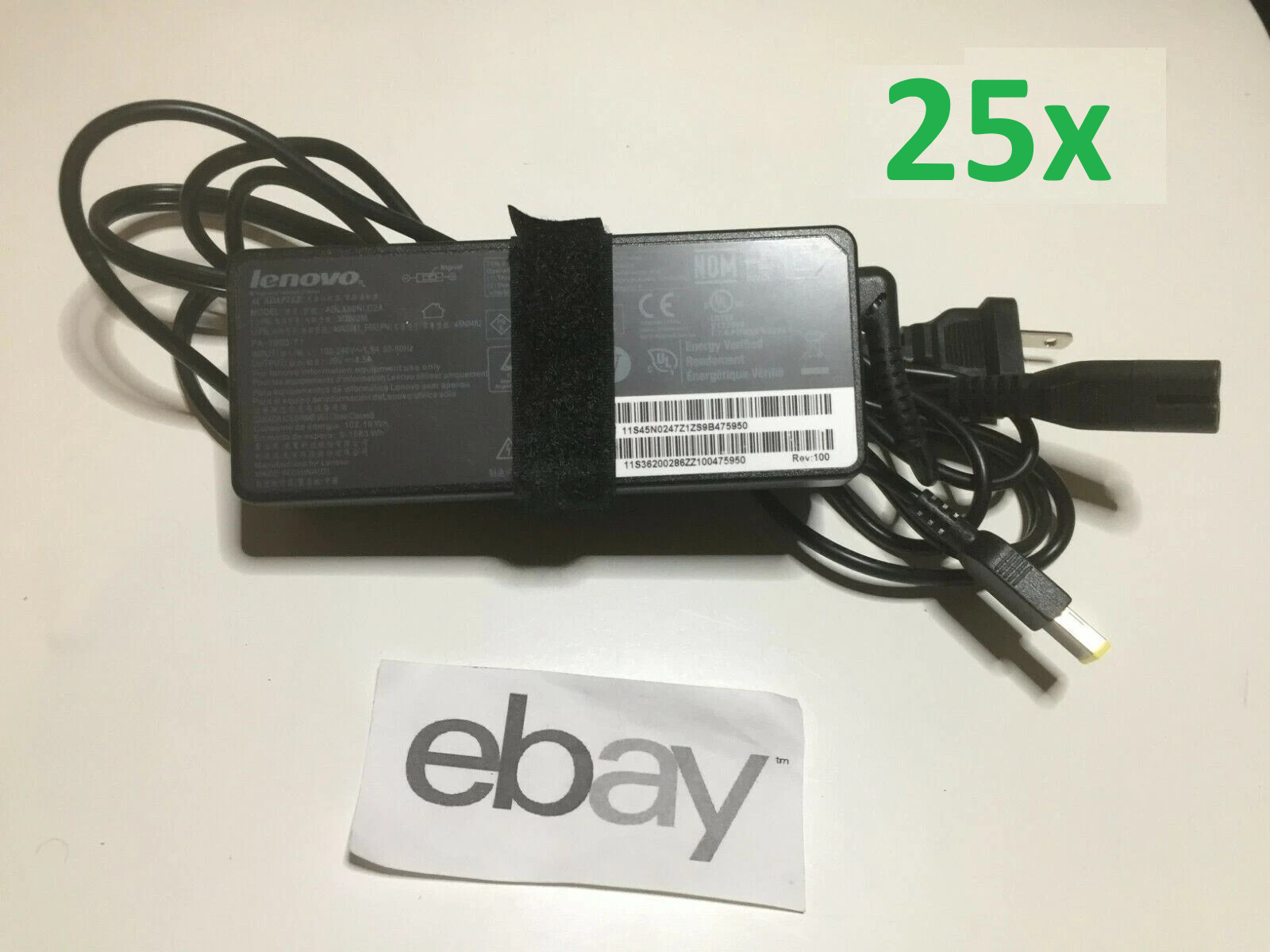 Lot of 25 Lenovo 90W 20V 4.5A Slim Yellow Tip AC Adapters adlx90nlc2a
