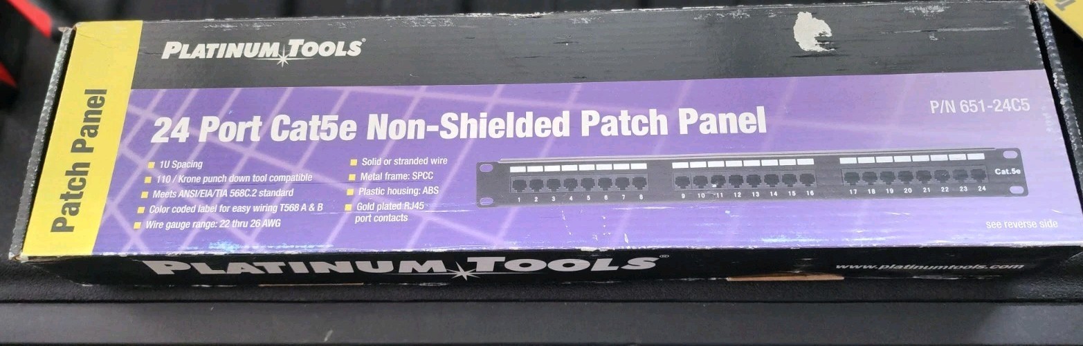1 – 24 Port Cat5e Non-Shielded Patch Panel P/N 651-24C5