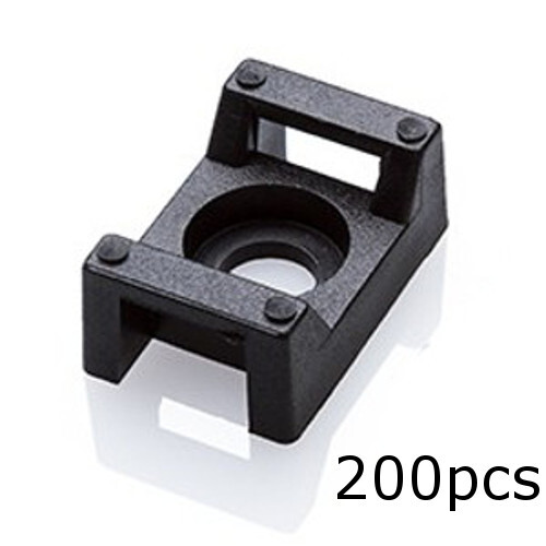 200 Pack 22mm Cable Tie Mount Base Saddle Type Screw Wire Bundle Holder Black