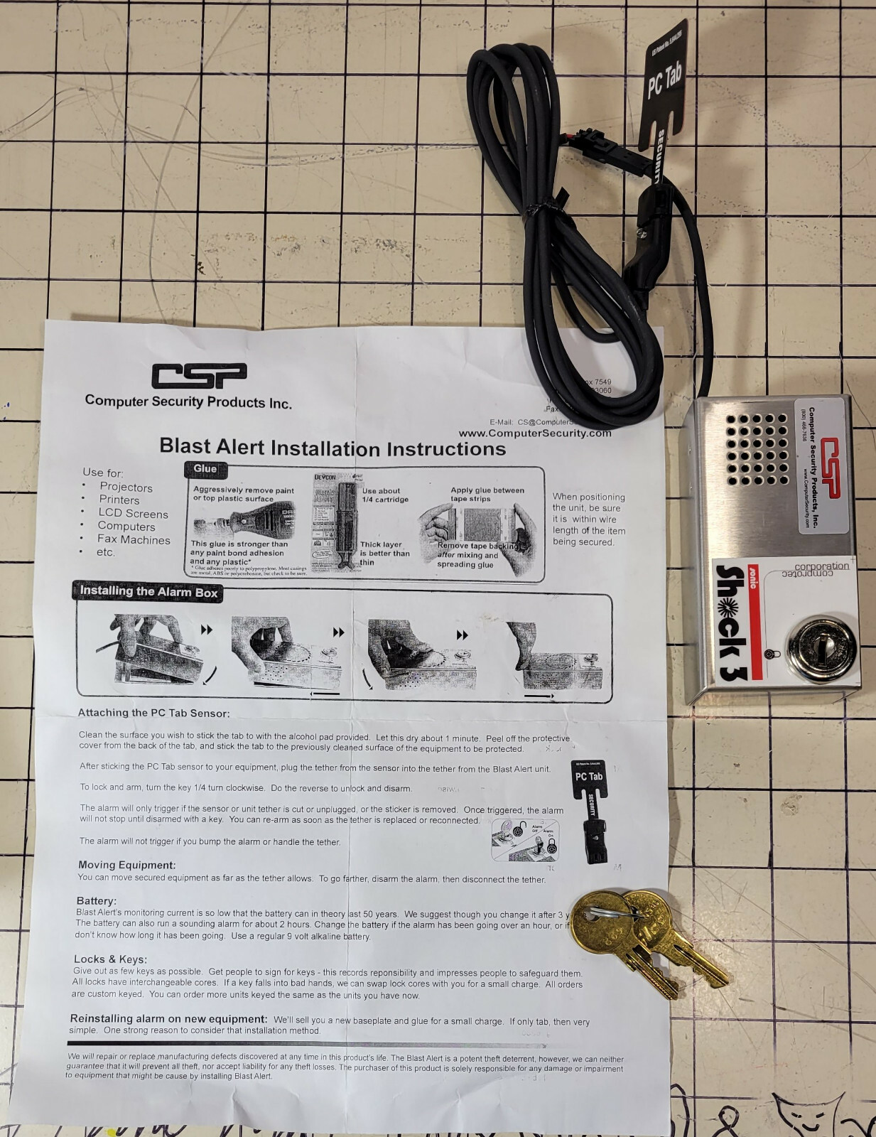 SONIC SHOCK 3 ANTI THEFT ELECTRONIC ALARM (9V battery and GLUE are not included)