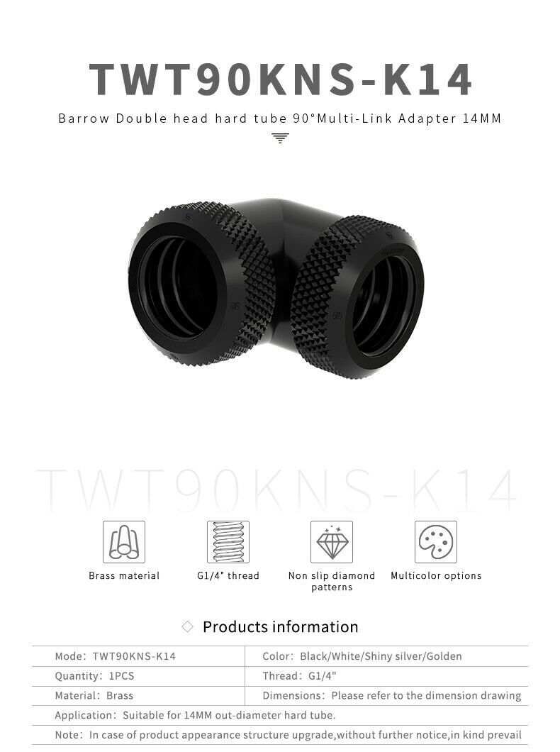 4 Pcs Barrow 90 Degree Angle Dual 14mm Compression Fitting Multi-Link White