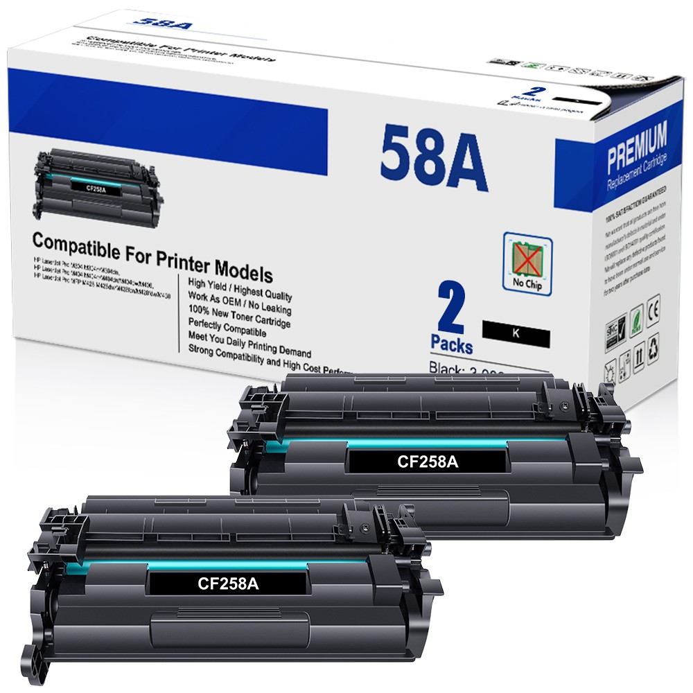 2 x CF258A 58A Toner for HP LaserJet Pro M404 M404n M404dn MFP M428fdw NO CHIP