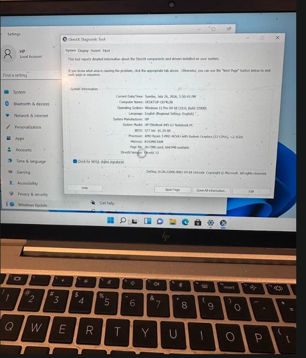 HP EliteBook 845 G7 14″ FHD AMD Ryzen 5 PRO 4650U 2.1 GHz 16GB 256GB SSD W11P