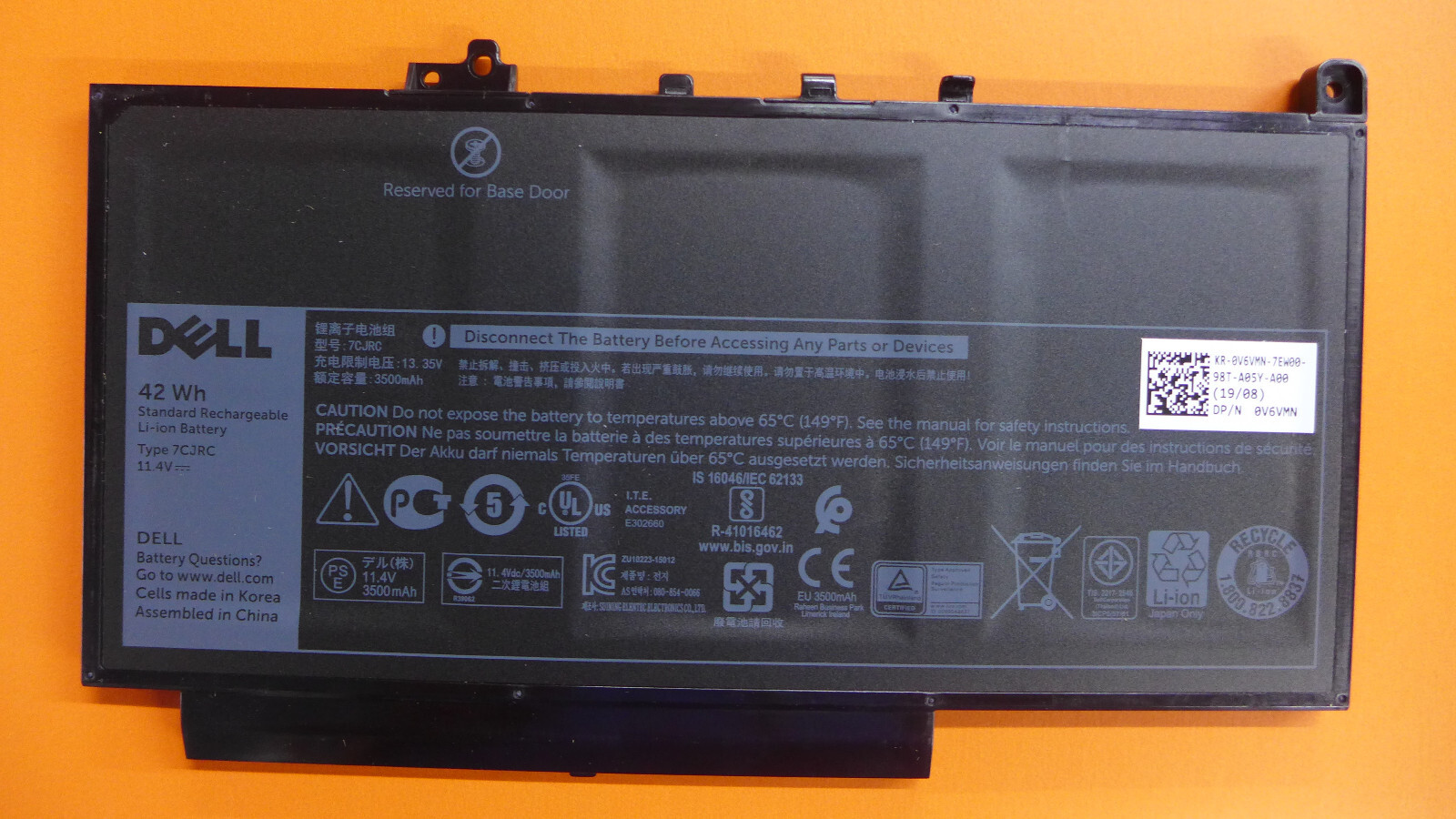 NEW Dell Latitude E7270 E7470 Laptop Battery 42Wh 11.4V 7CJRC