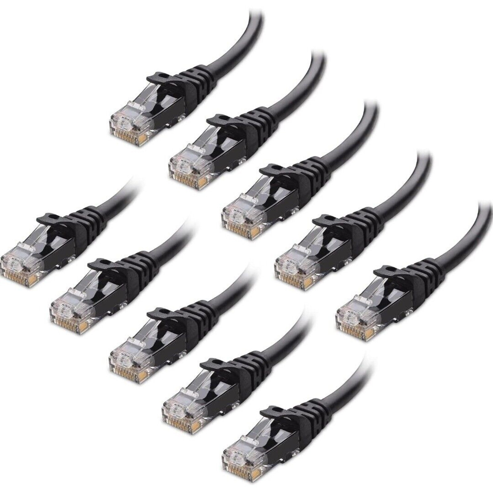 Network Cable Cat6, RJ45 Ethernet 10ft (9 Pack) Pure Copper Black