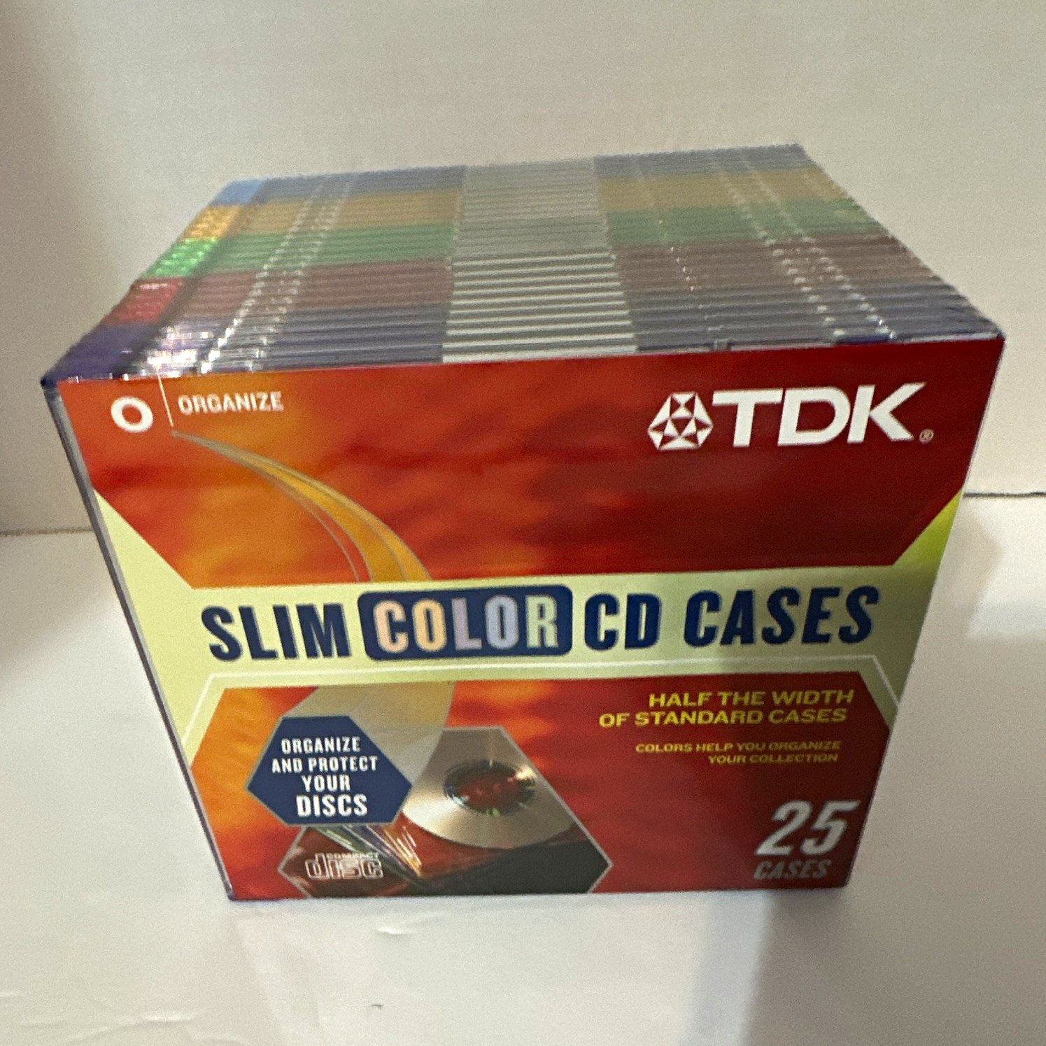 TDK 25 Pack Slimline Jewel Case for CD, Multicolor Slim CD Cases