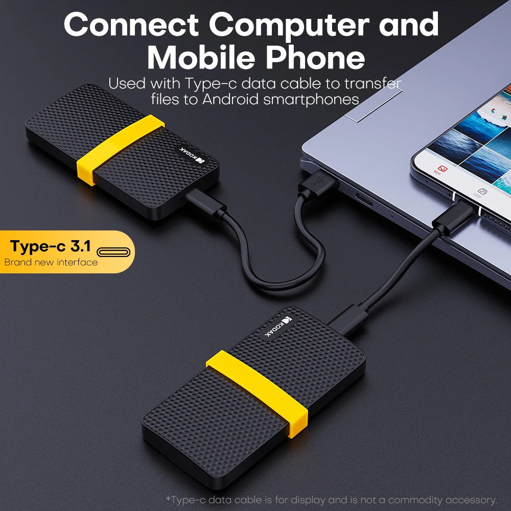 Kodak Portable SSD External Solid State Drives Hard Disk 256gb 512gb 1tb 450MB/s