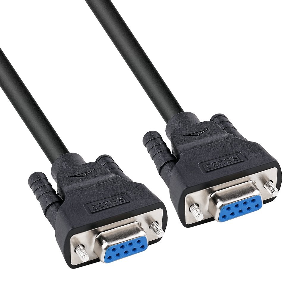 6ft 2m RS232 Serial Cable Female To Female 9 Pin Straight Through Black