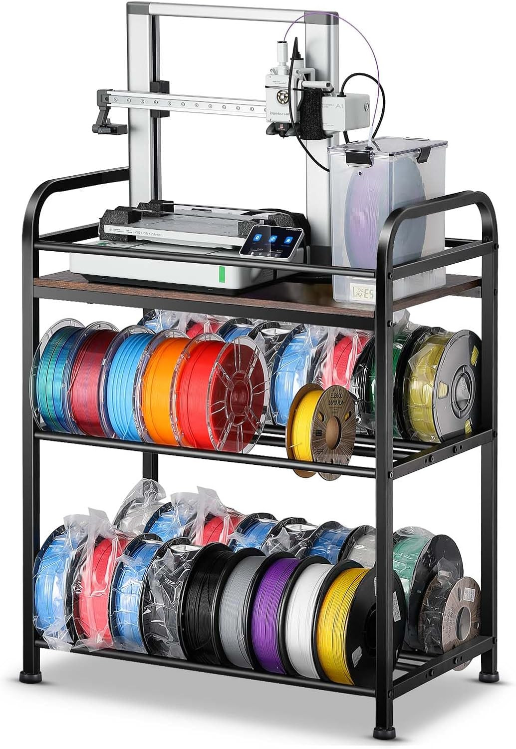 3D Printer Filament Storage Rack – Rolling Spool Holders with Wheels, Heavy Duty