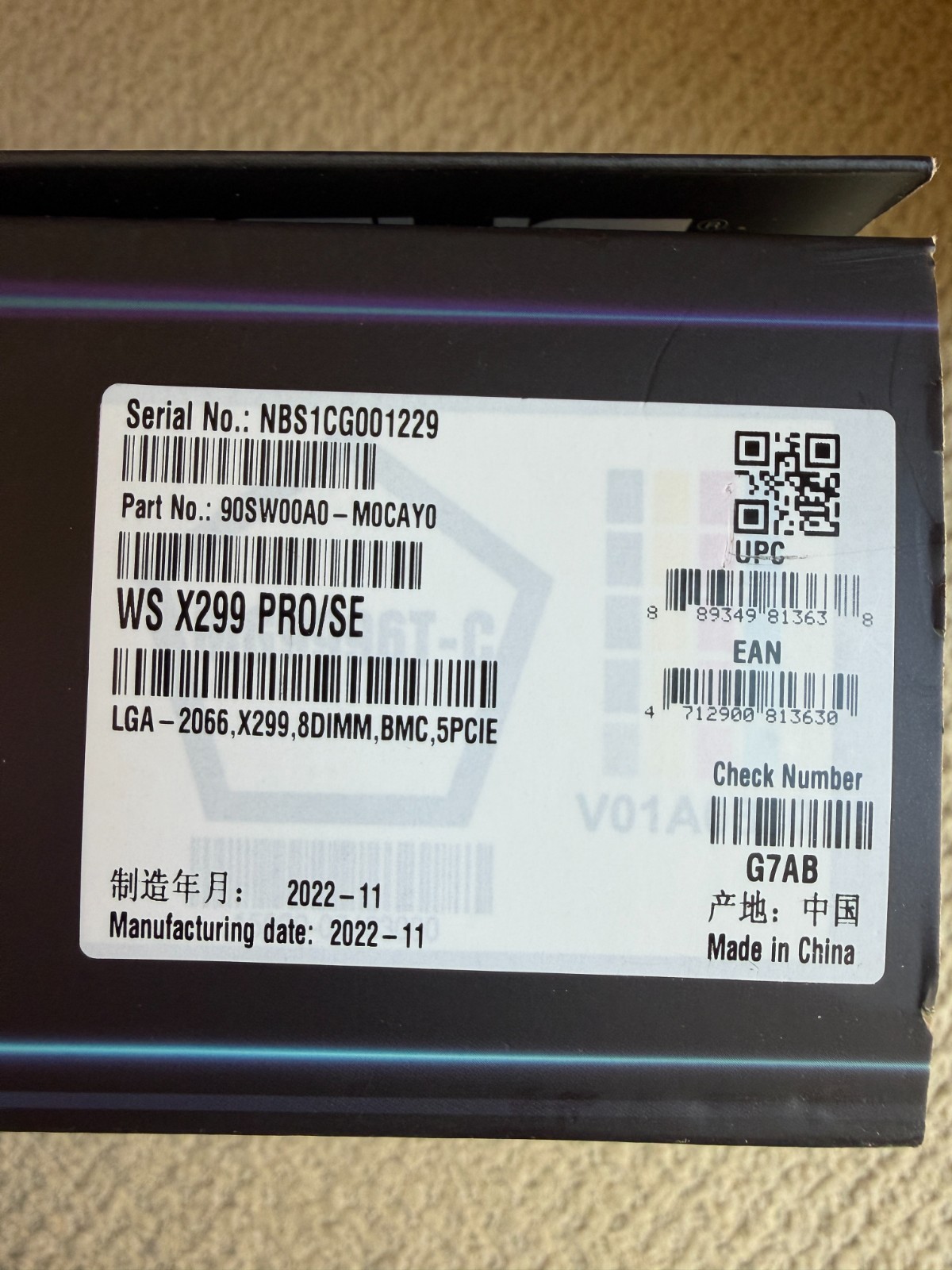 ASUS WS X299 PRO/SE Motherboard LGA 2066 INTEL X299 8xDDR4 ATX USB3.1 M.2 NEW