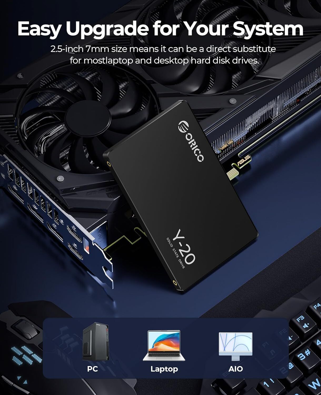 ORICO 2.5″ SSD 512GB SATA III 6Gbps Internal Solid State Drive 500MB/s Game SSD