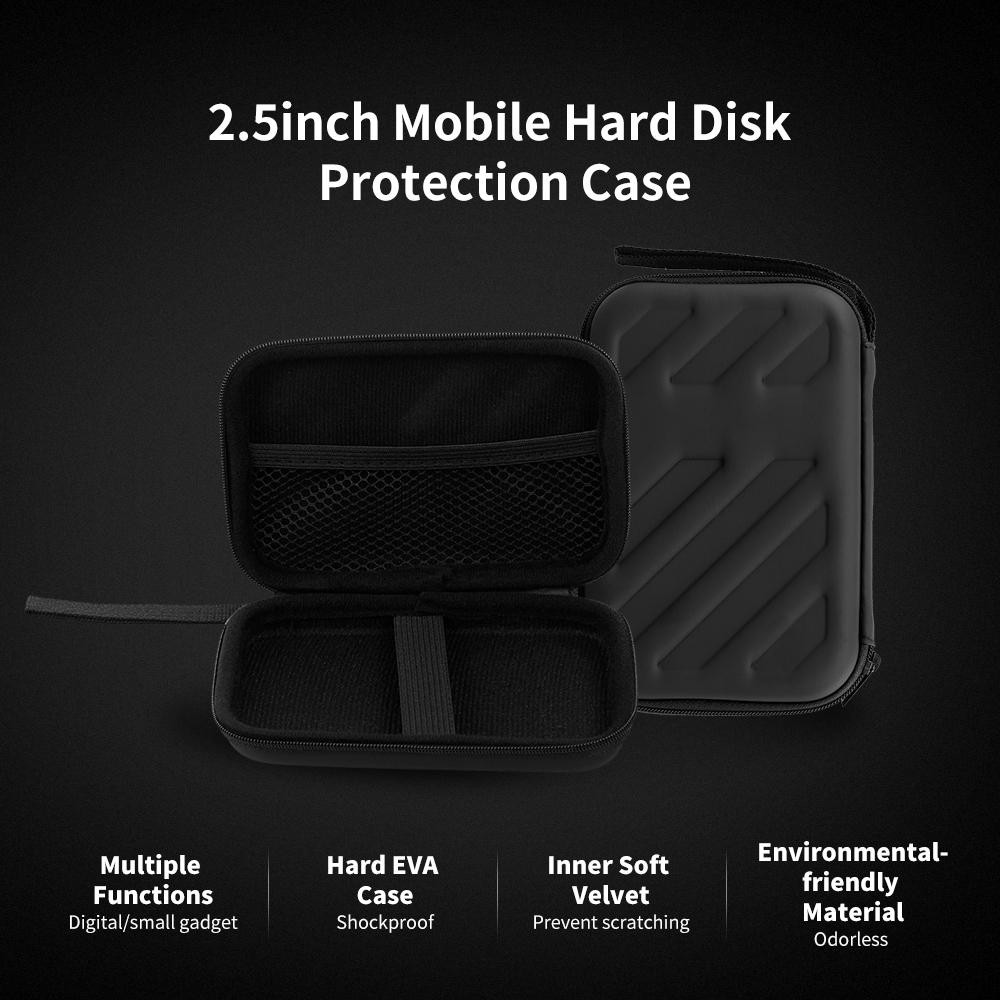 Shockproof EVA 2.5 Inch HDD External Hard Drive Case Storage Bag with Mesh Pocke