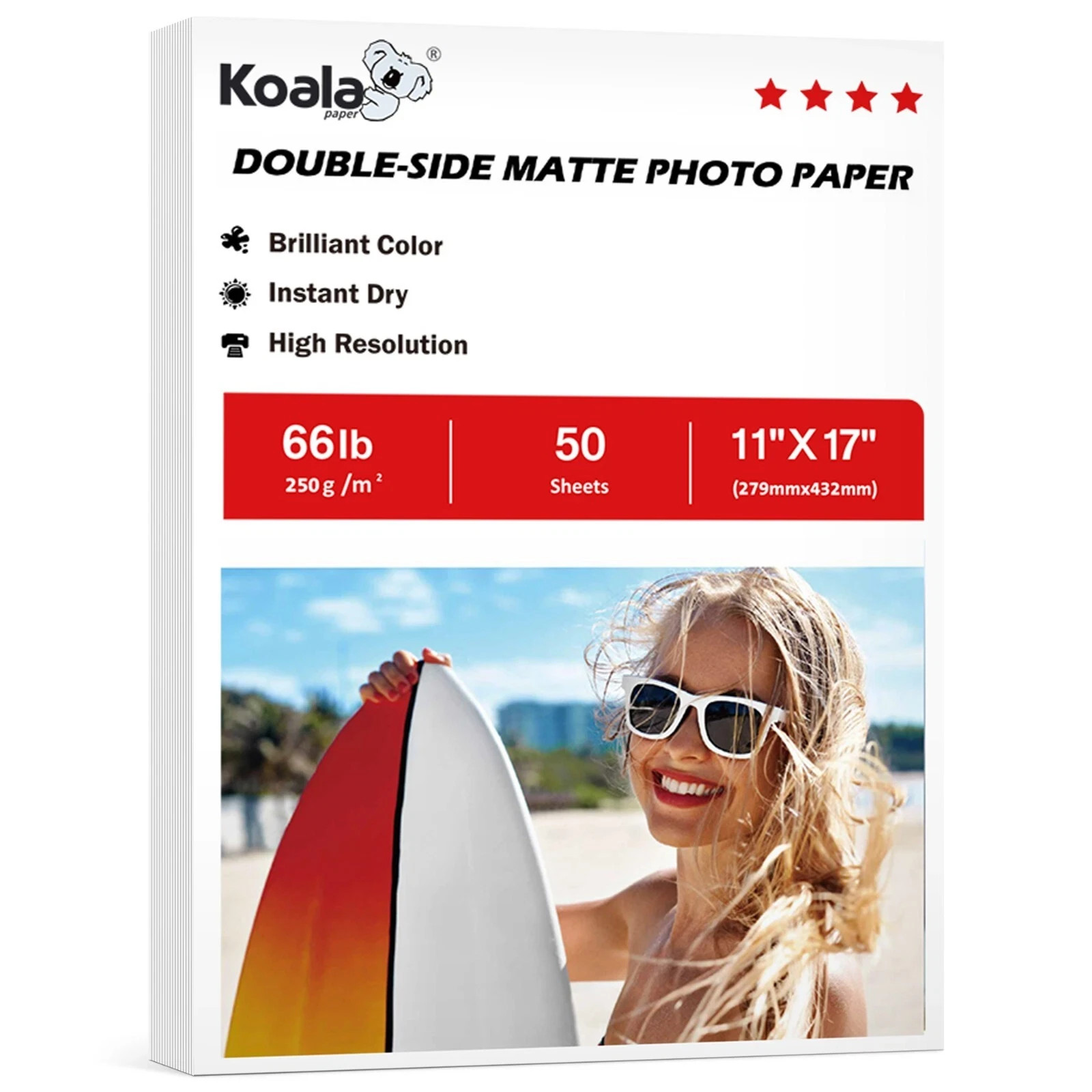 Koala Double Sided Photo Paper 11×17 Matte 66lb Heavyweight Photo Paper 50 Sheet