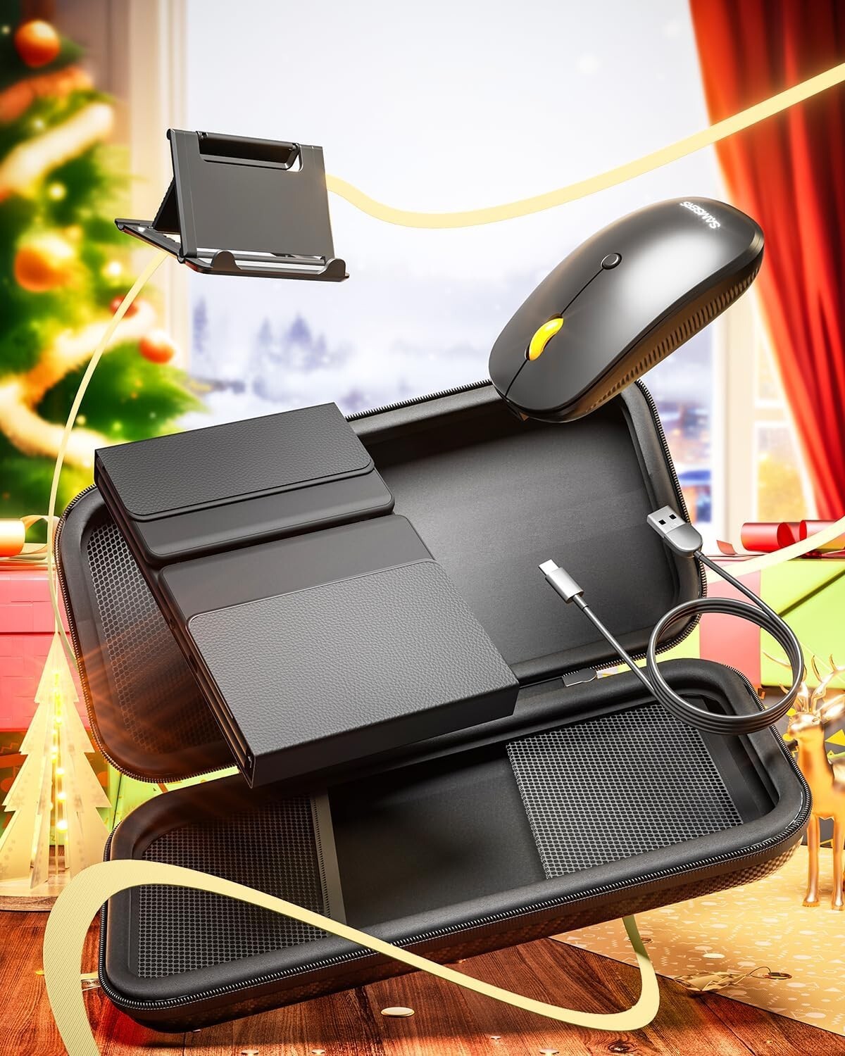 Foldable Keyboard and Mouse Combo for iOS Android Windows Mac OS USB-C Recharge