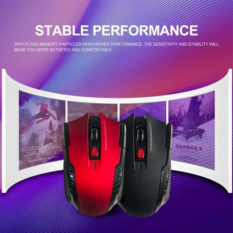 2.4G Wireless Mouse with USB Receiver 6-Button Optical Professional Mice