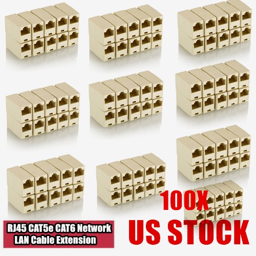 100 RJ45 Coupler Joiner Connector Extension female/female Ethernet Network Cable
