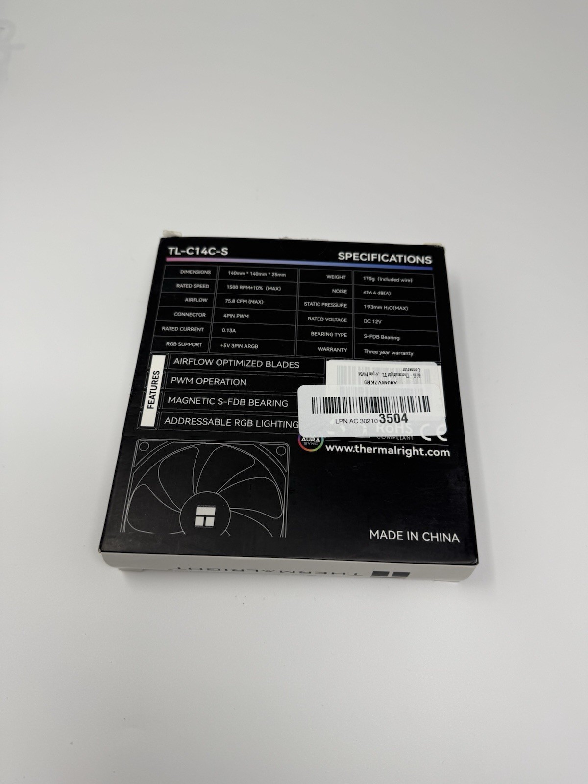 TL-C14C-S CPU Fan,with High Speed 1500RPM,140MM Quiet PWM Fan,Computer Case C…