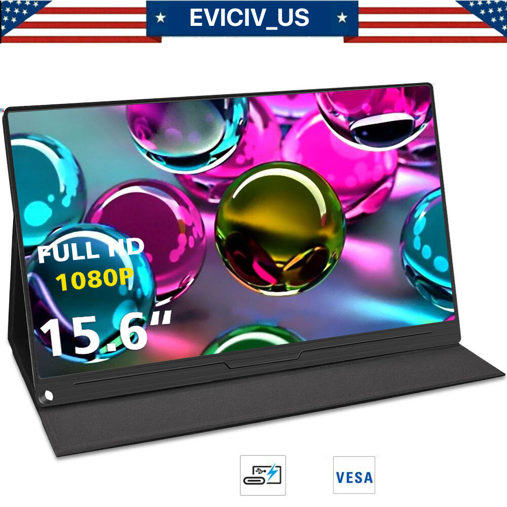 EVICIV 15.6″ Portable Monitor IPS HDR 16:9 1920*1080 FHD Mini HDMI USB C For PC