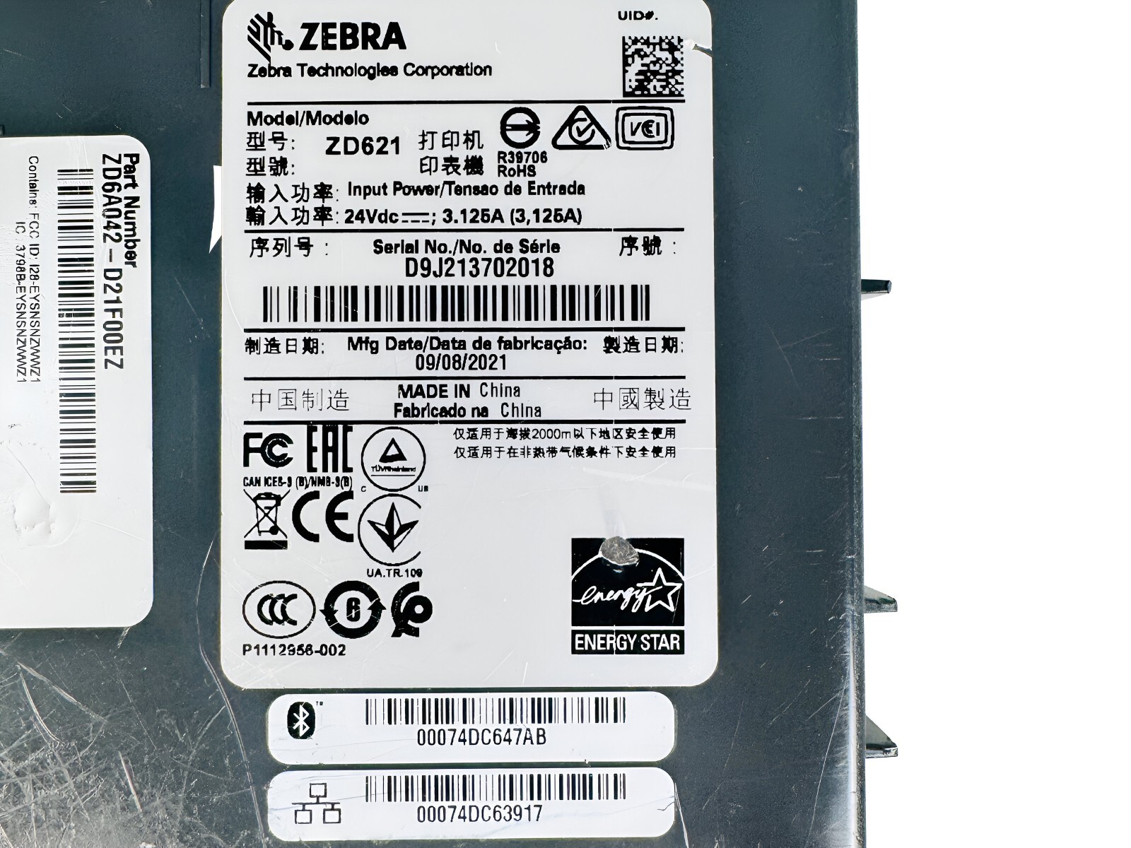 Best Selled🔥Zebra ZD621 DT Label Printer Cutter LAN BT🔥Expertly Refurbished