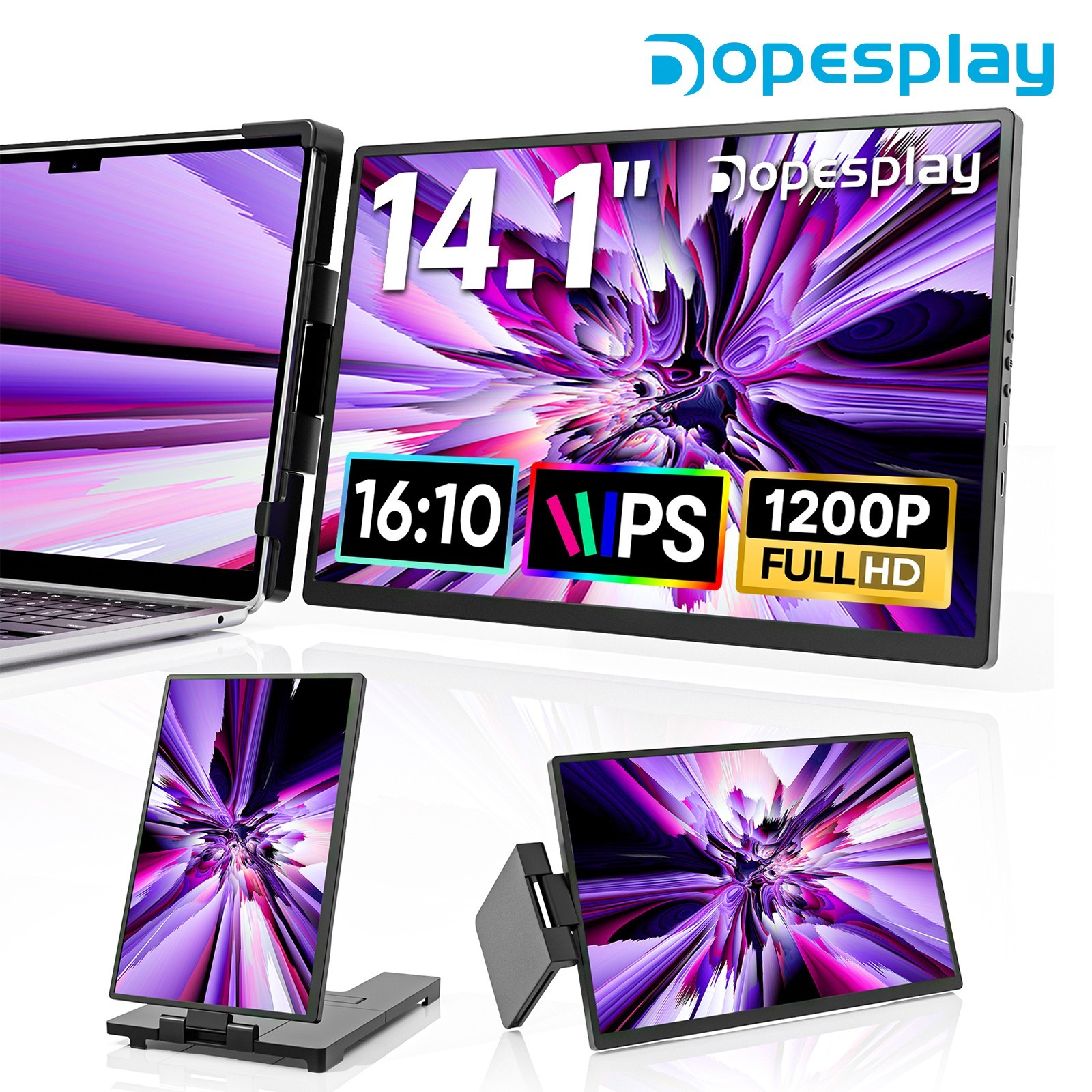 USED Grade-A 14.1” Dopesplay Portable Monitor Screen Extender 1200P for 14-17″