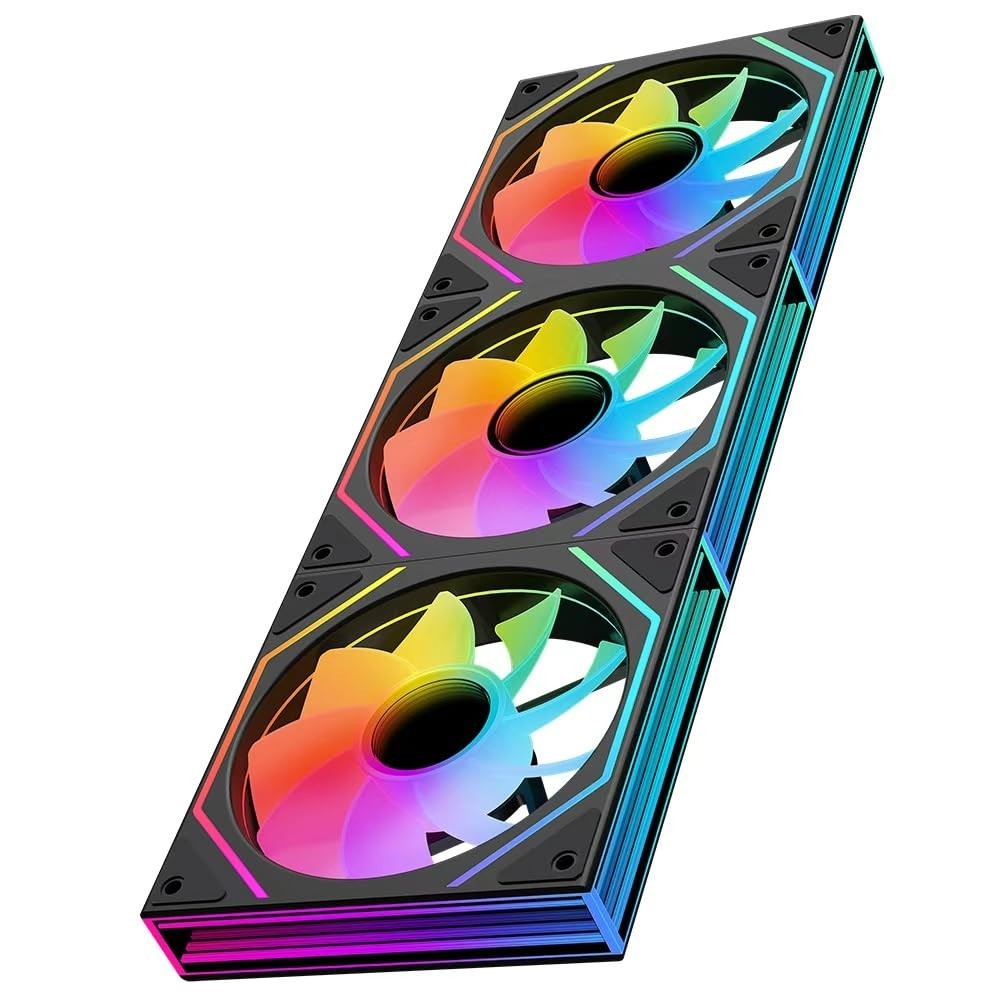 Prism6 MAX 120mm ARGB PC Case Fans – 3-Pack with Infinite Mirror RGB Lighting…