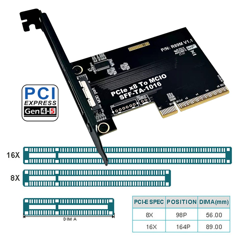 CY External MCIO 8i SFF-TA-1016 to PCI-Express 8x VROC Adapter for Mainboard SSD