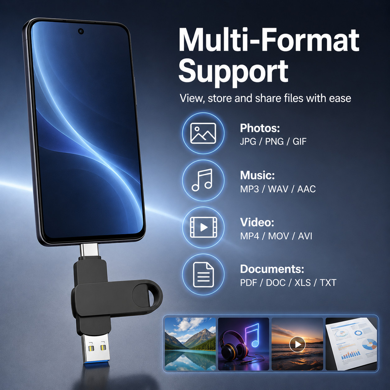 512GB USB Flash Drive Dual Type-C Memory Stick 2IN1 OTG Memory Stick
