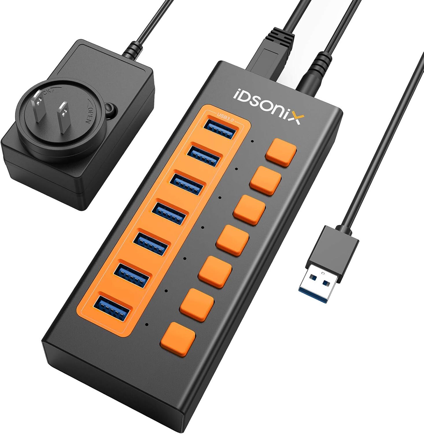 USB 3.0 Hub Charger Switch Splitter Powered AC Adapter 7 Port PC Laptop BC1.2