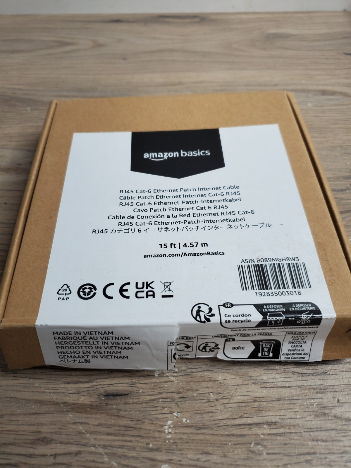 Amazon Basics RJ45 Cat 6 Ethernet Patch Cable, 10Gpbs 15 Feet, Black