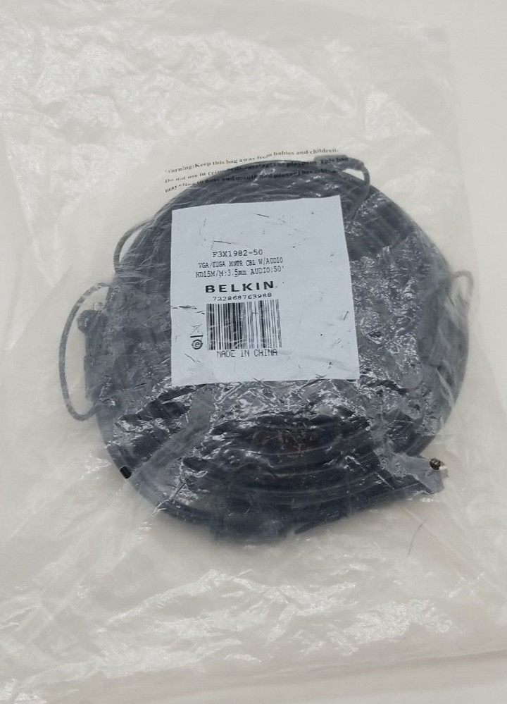 Belkin VGA/UXGA MNTR CBL w/AUDIO HD15M/M;3.5mm AUDIO;50′