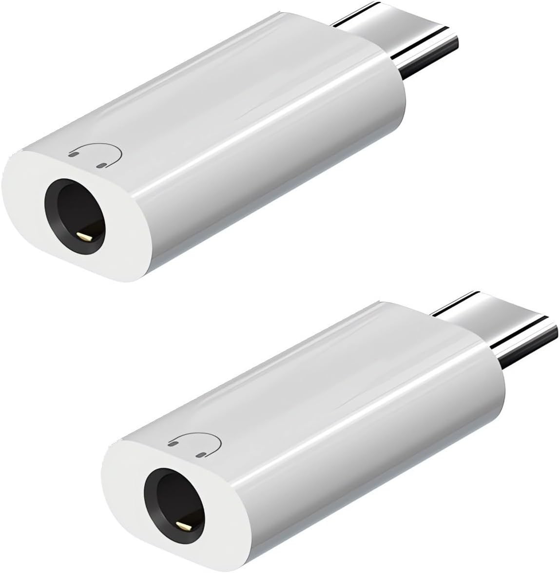 [MFi Certified] 2Pack USB-C to 3.5mm Audio Headphone White-USBC