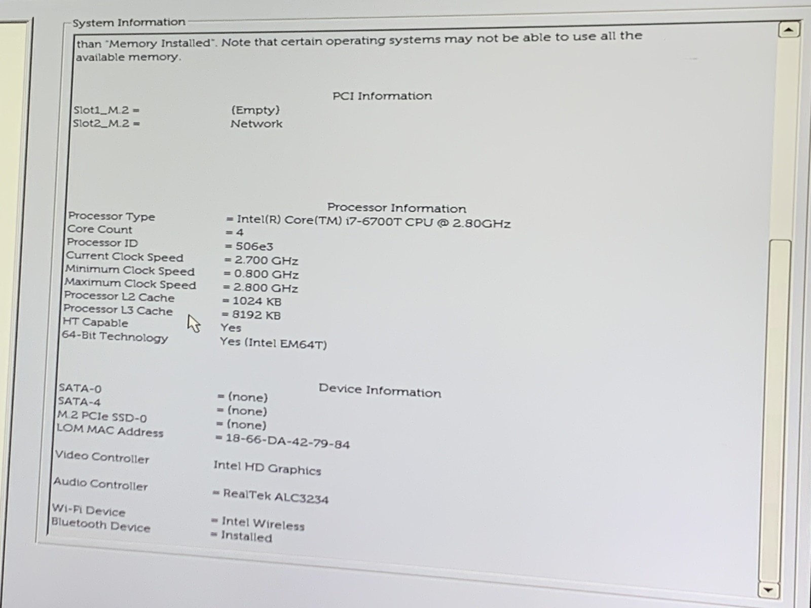 Dell OptiPlex 7040 Core i7-6700T 2.8GHz 8GB RAM NO HDD NO OS Good