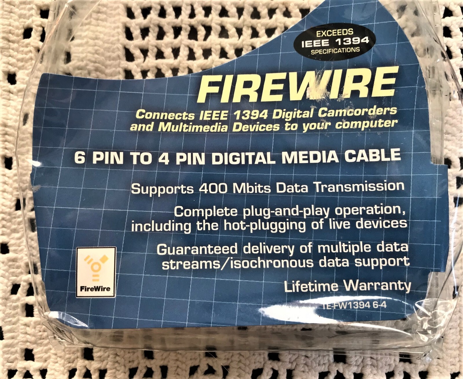 Dynex 6FT Firewire 400 Cable 6 Pin to 4 Pin Media IEEE 1394 New Package