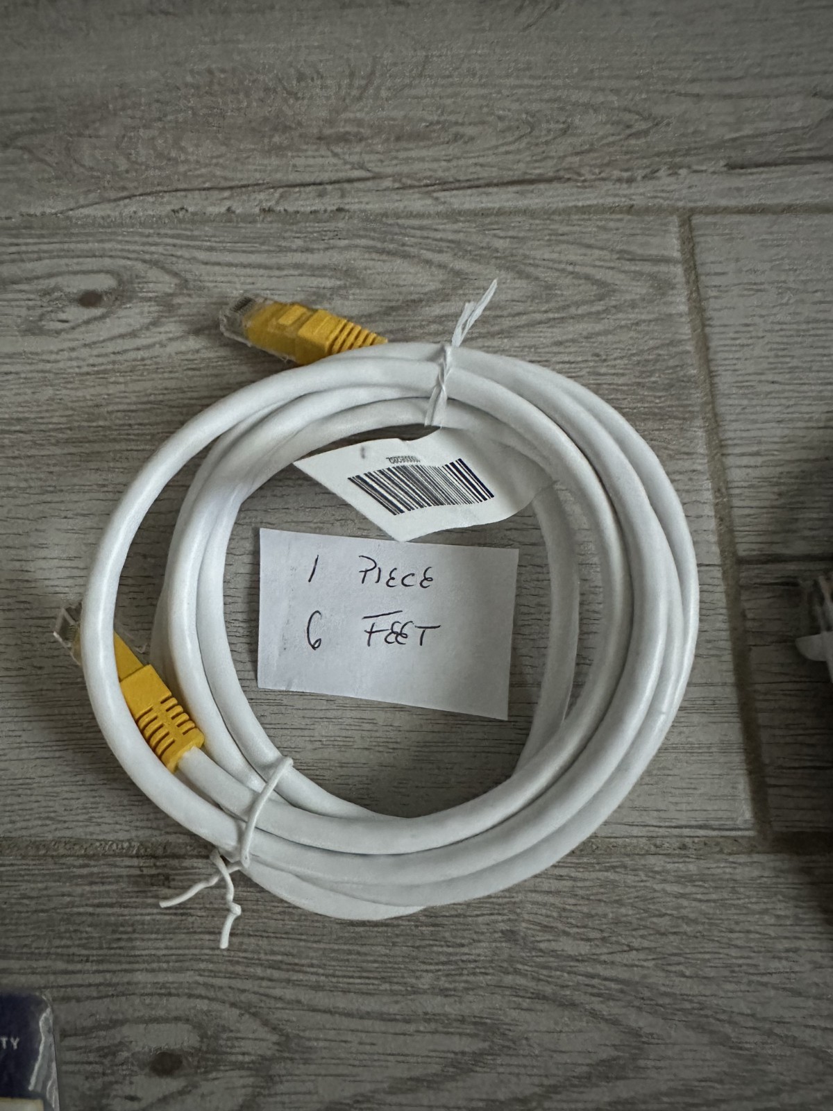 Lot of 6 Ethernet Network White Cables, mixed brands, mixed size, see details.