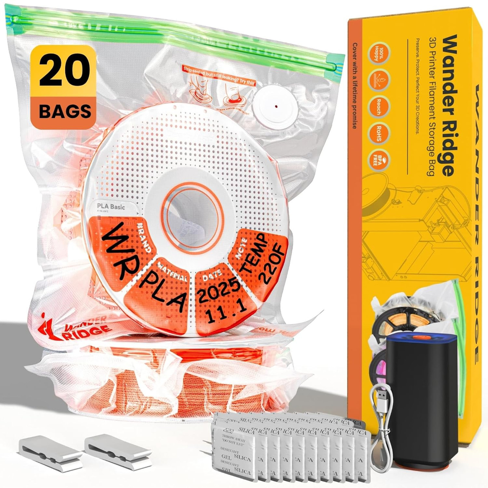 3D Printer Filament Storage Bags Kit Vacuum Sealing Moisture Dust Resistant