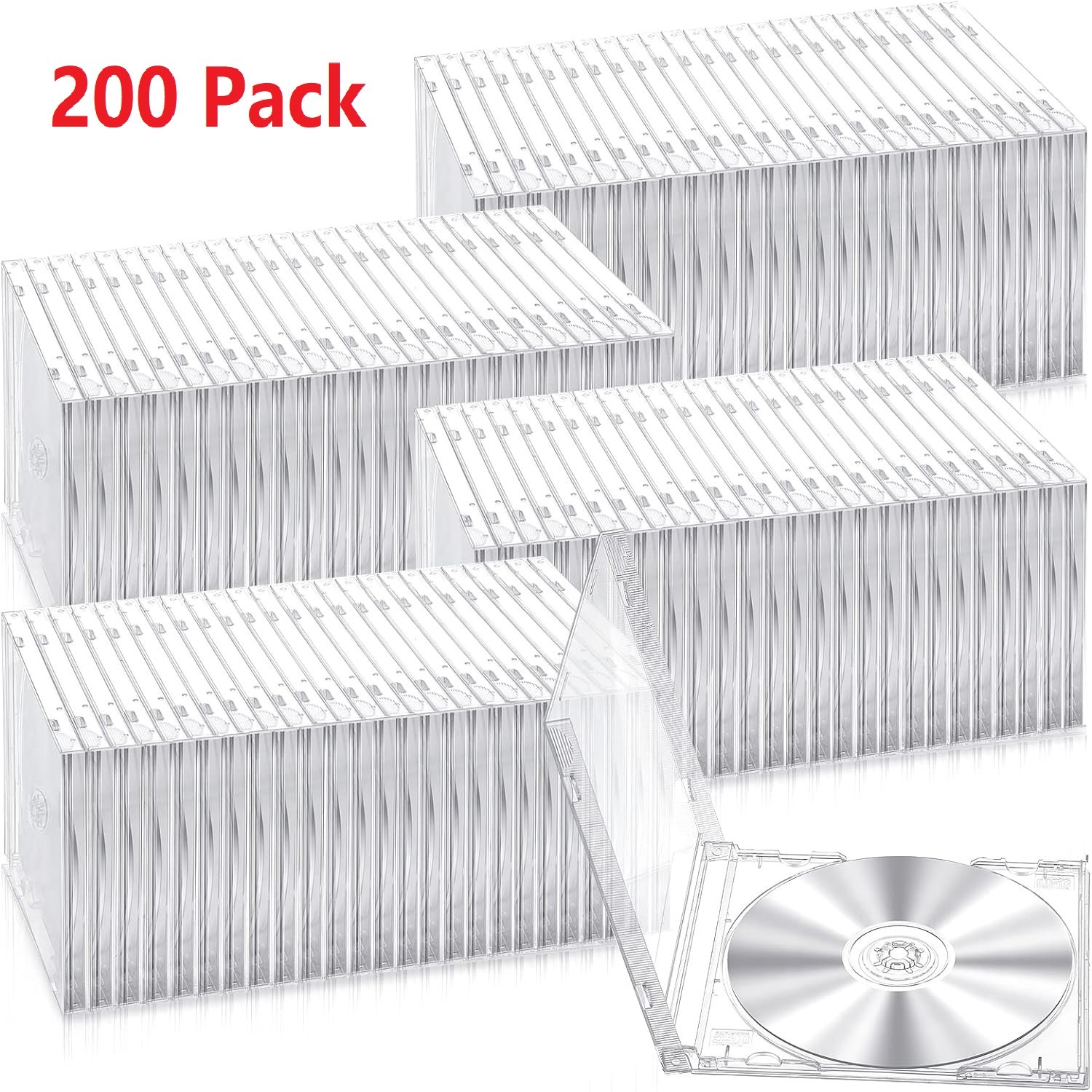 200 Pack 5.2mm CD Case Slim Single Super Clear PP Plastic DVD Disc Storage Cover