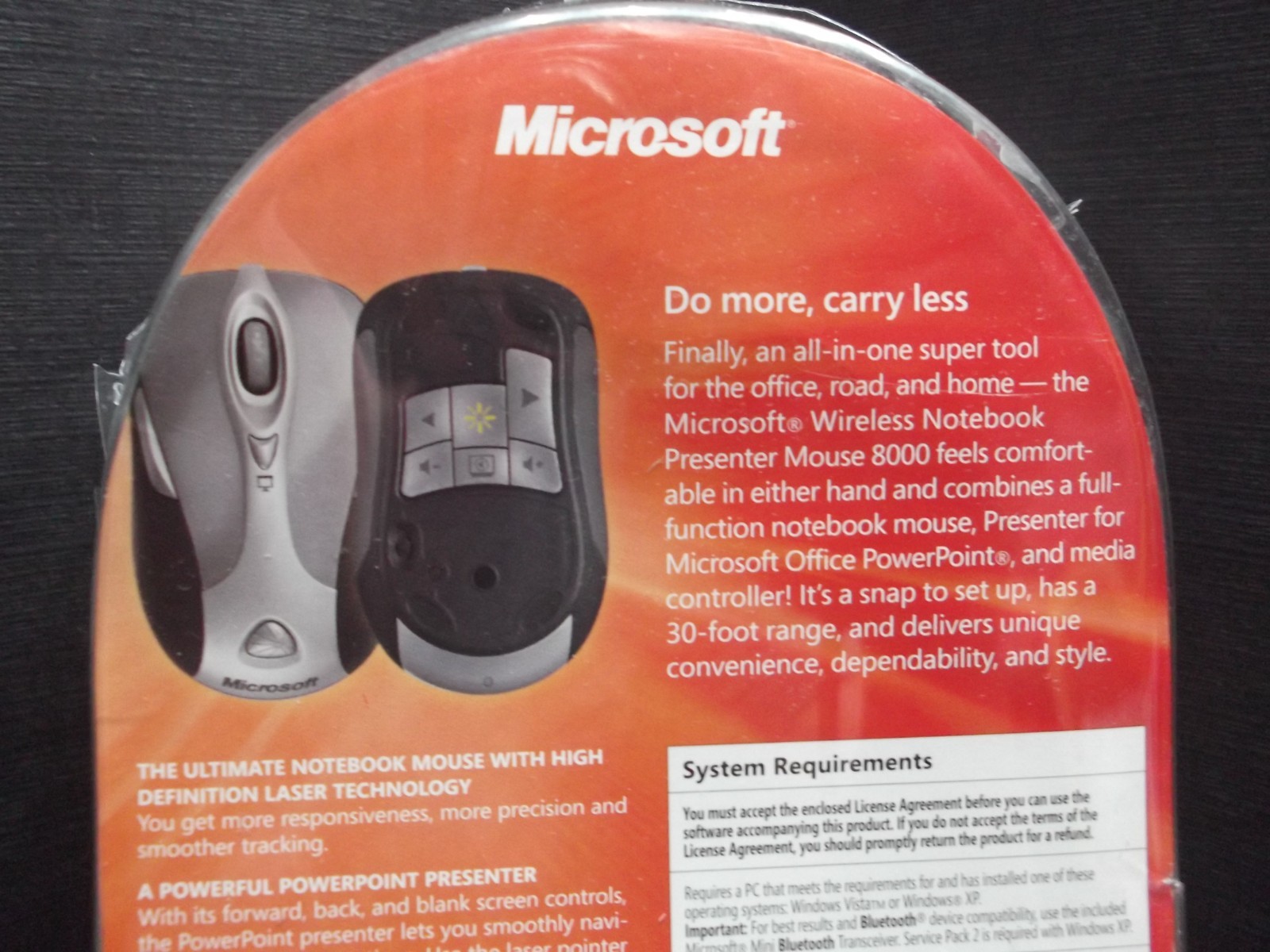 Microsoft Wireless Notebook Presenter Mouse 8000 Model 1065 Silver Bluetooth