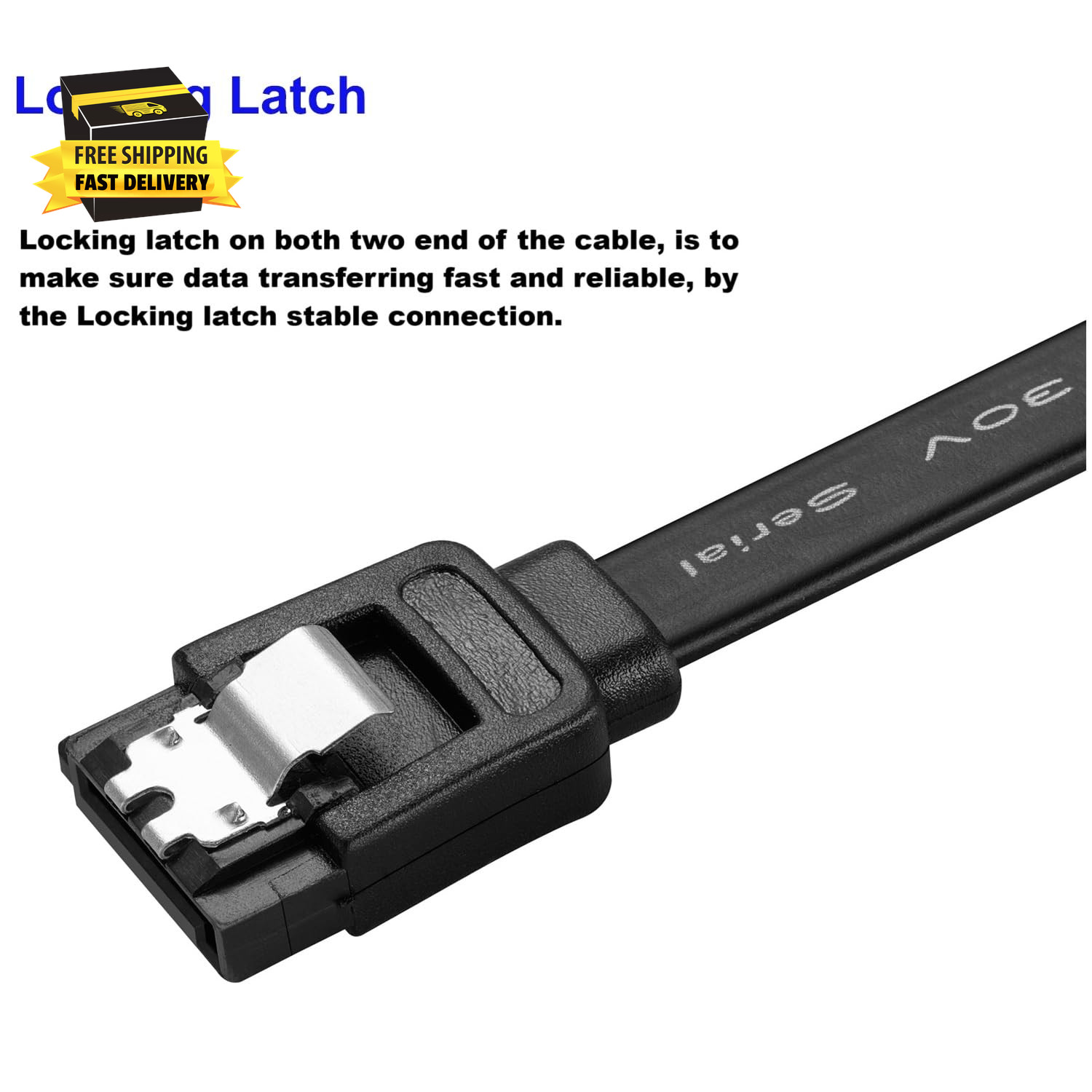 SATA Cable V3.0 15 Inches, 3 Pack, Black, Sata III 6Gbps Straight HDD SDD Data C