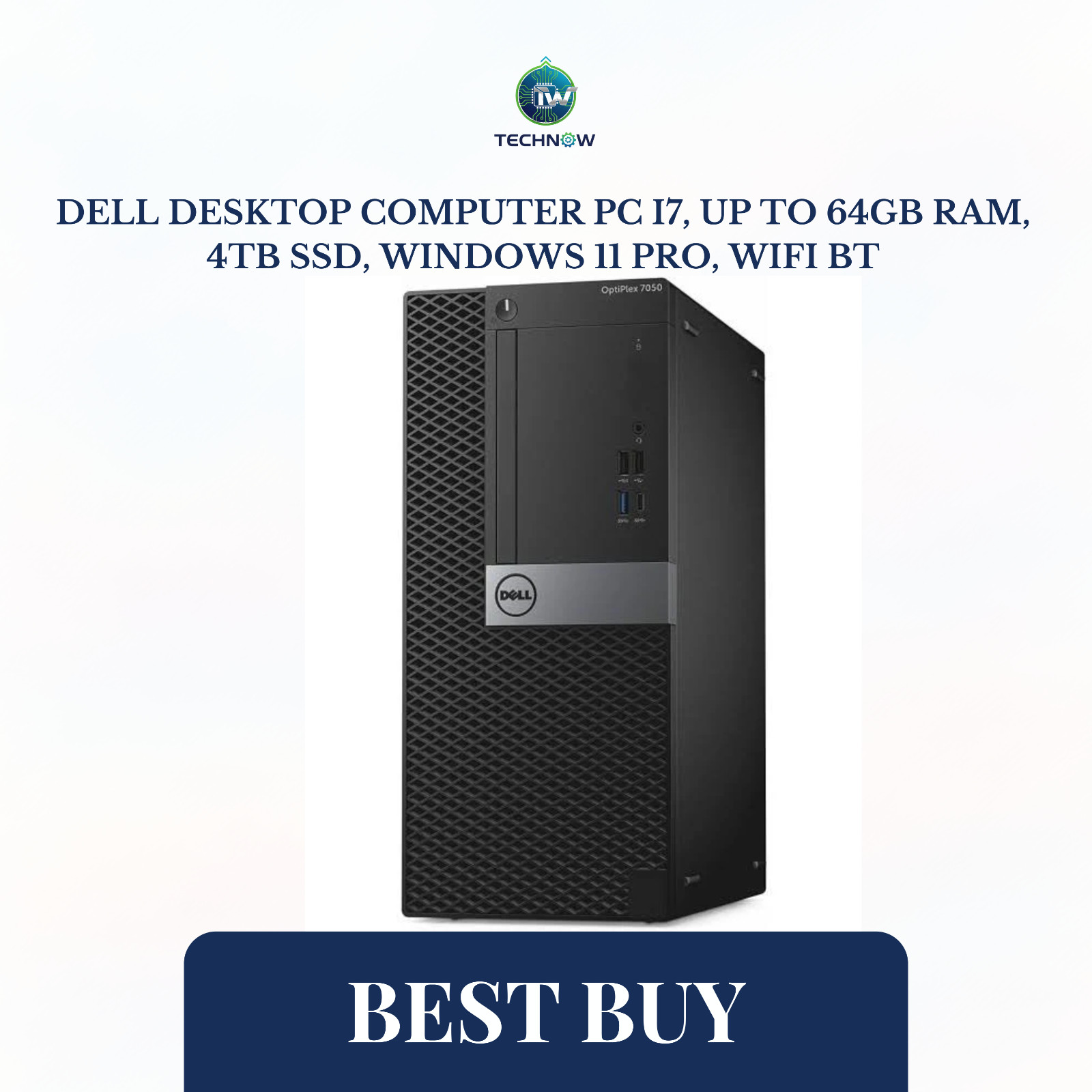 Dell Desktop Computer PC i7, up to 64GB RAM, 4TB SSD, Windows 11/10 Pro, WiFi BT