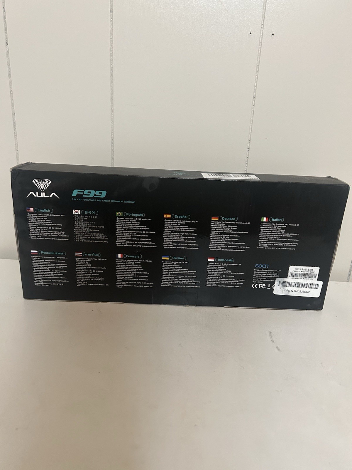 Aula F99 Multi-color 99 Key RGB Mechanical Keyboard New Sealed