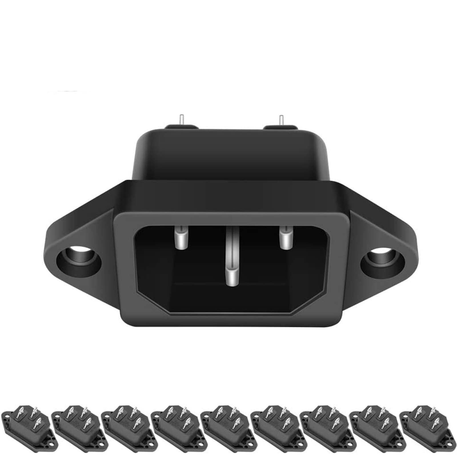 C14 Panel Mount Plug Adapter, 10 Pack AC Power Socket 250V 10A IEC 320 Termin…